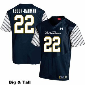 Notre Dame Fighting Irish Men's Kendall Abdur-Rahman #22 Navy Under Armour Alternate Authentic Stitched Big & Tall College NCAA Football Jersey WLV8899VG